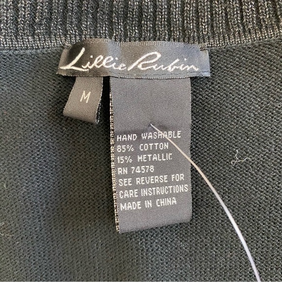 Lillie Rubin Black Turtleneck Beaded Sleeveless Sweater/Top - Picture 6 of 9